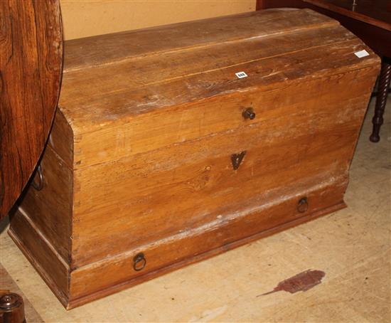 Pine dome top trunk with drawers